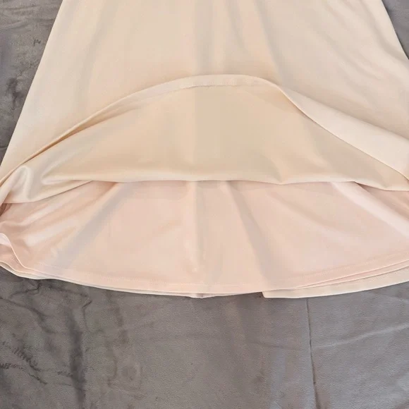 Calvin Klein Cream Fit & Flare V Neck Midi Dress with Striped Accents - Size 10 - Picture 4 of 9